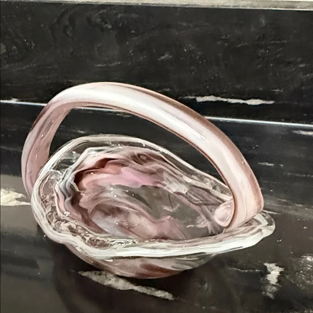 Vintage Hand Made Blown Glass Bowl Swirl Design Murano Style 7